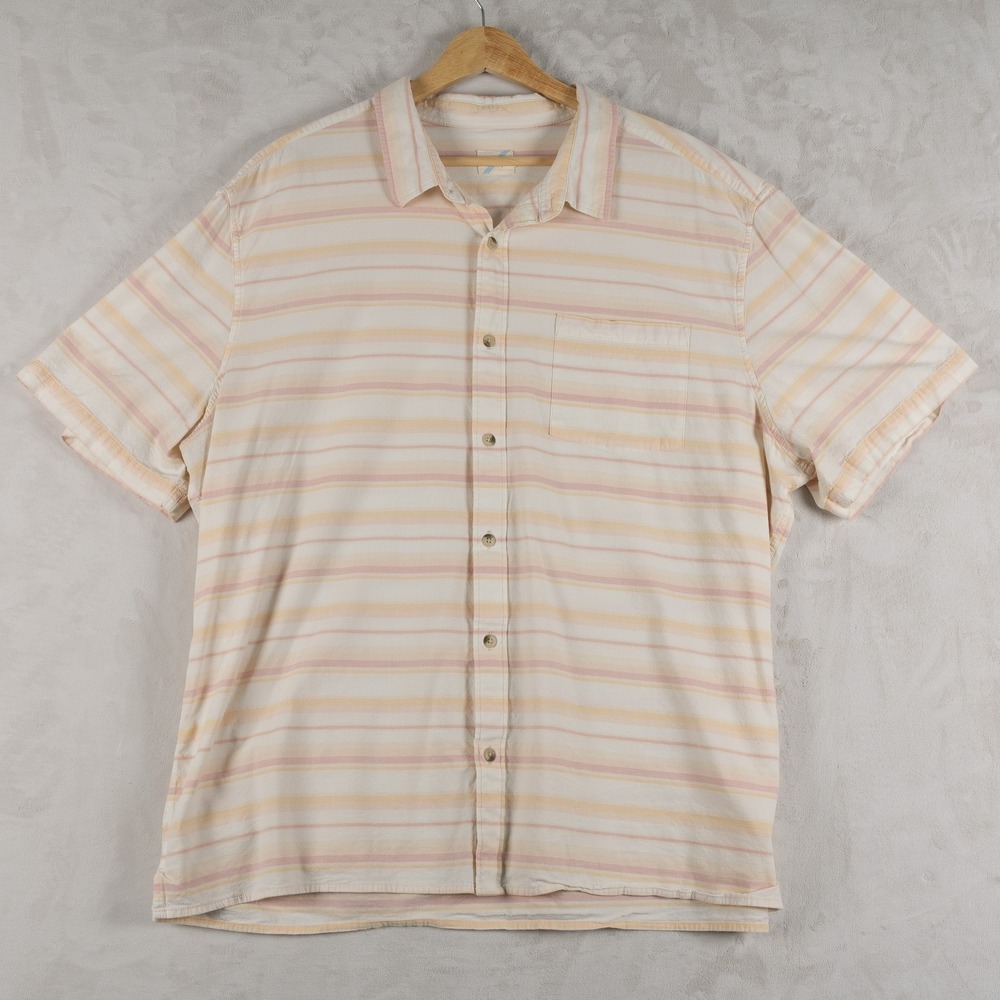 Fair Harbor Button Up Shirt Mens 2X Short Sleeve Organic Cotton‎ Blend Casual